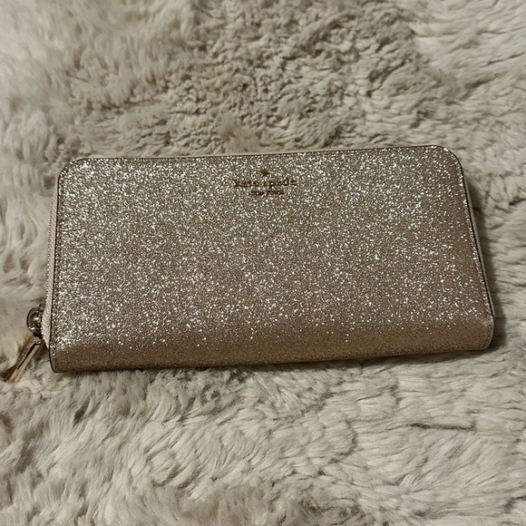 EUC Kate Spade Large Glitter Wallet (Gold) - Picture 1 of 9